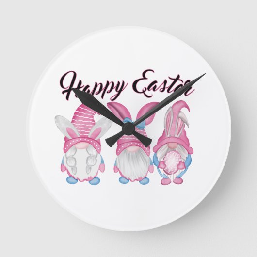 Cute Easter Gnome Design Ronde Klok (Voorkant)