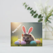 Cute Easter Hedgehog with Colored Eggs Briefkaart (Staand voorkant)
