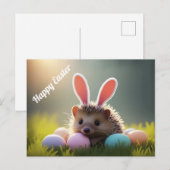 Cute Easter Hedgehog with Colored Eggs Briefkaart (Voorkant / Achterkant)