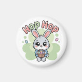 Cute Easter Hop Bunny Basket Artwork Magneet (Voorkant)