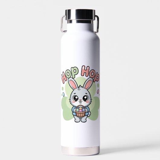 Cute Easter Hop Hop Bunny Basket Artwork Waterfles (Voorkant)