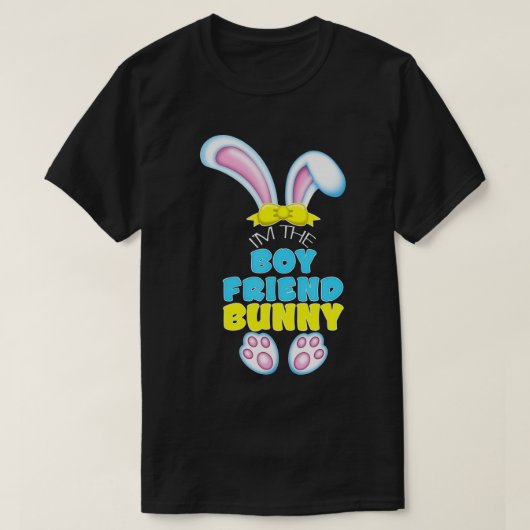 Cute Easter Ik ben de Boyvriend Bunny Matching Cou T-shirt (Design voorkant)