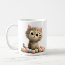 Cute Easter Kitten Mug with Pastel Eggs Koffiemok