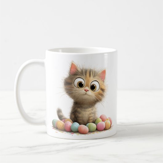 Cute Easter Kitten Mug with Pastel Eggs Koffiemok (Links)