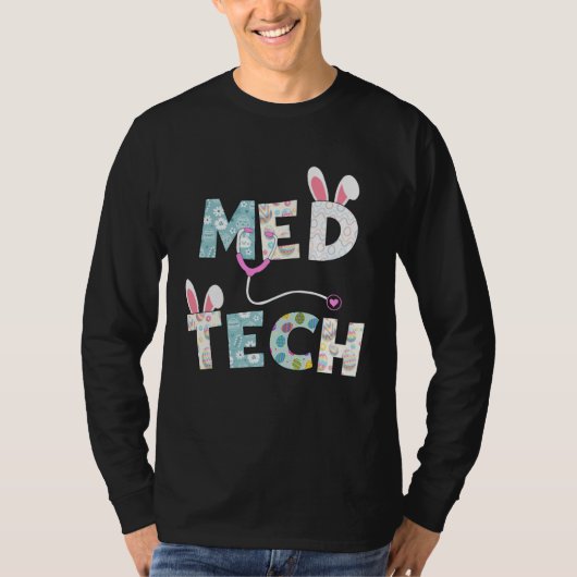 Cute Easter Med Tech RN Nurse Bunny Ears Happy Eas T-shirt (Voorkant)
