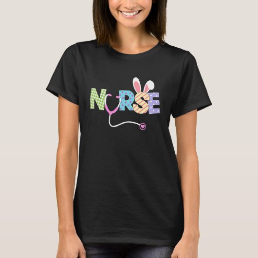 Cute Easter Nurse  Bunny Ears Happy Easter Eggs Ou T-shirt (Voorkant)