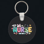 Cute Easter Nurse Medical Humor Sleutelhanger<br><div class="desc">Colorful lettering with a nurse hat, stethoscope, flowers and playful medical symbols. A cheerful graphic celebrating caring nurses and healthcare professionals during the Easter season with a bright and friendly hospital atmosphere.</div>