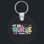 Cute Easter Nurse Medical Humor Sleutelhanger<br><div class="desc">Colorful lettering with a nurse hat,  stethoscope,  flowers and playful medical symbols. A cheerful graphic celebrating caring nurses and healthcare professionals during the Easter season with a bright and friendly hospital atmosphere.</div>