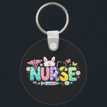 Cute Easter Nurse Medical Humor Sleutelhanger<br><div class="desc">Colorful lettering with a nurse hat, stethoscope, flowers and playful medical symbols. A cheerful graphic celebrating caring nurses and healthcare professionals during the Easter season with a bright and friendly hospital atmosphere.</div>