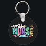 Cute Easter Nurse Medical Humor Sleutelhanger<br><div class="desc">Colorful lettering with a nurse hat, stethoscope, flowers and playful medical symbols. A cheerful graphic celebrating caring nurses and healthcare professionals during the Easter season with a bright and friendly hospital atmosphere.</div>