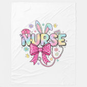Cute Easter Nurse Pastel Bunny Ears Coquette Bow Fleece Deken (Voorkant)