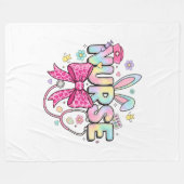 Cute Easter Nurse Pastel Bunny Ears Coquette Bow Fleece Deken (Voorkant (Horizontaal))