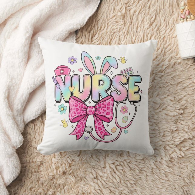 Cute Easter Nurse Pastel Bunny Ears Coquette Bow Kussen (Deken)