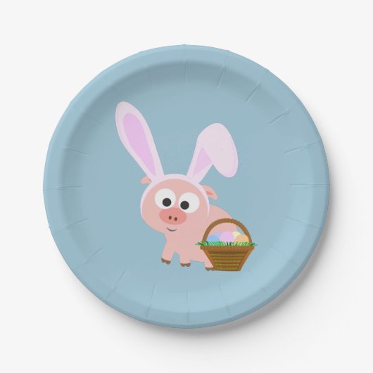 Cute Easter Pig Papieren Bordje (Voorkant)