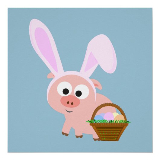 Cute Easter Pig Poster (Voorkant)