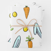 Cute Easter Rabbit Egg Carrot Patroon Gift Inpakpapier Vel (In situ)
