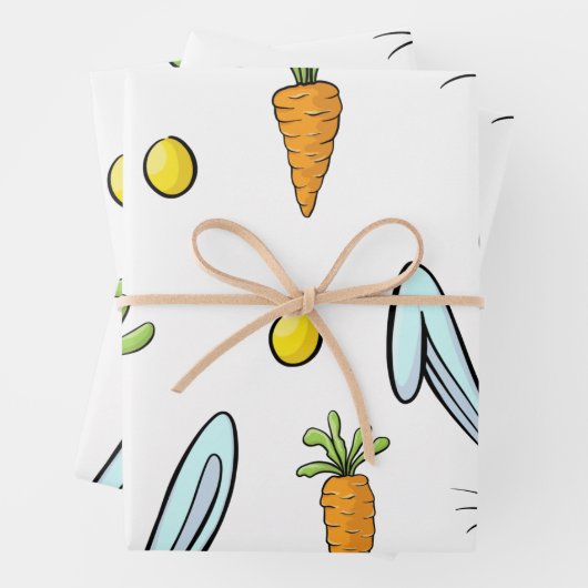 Cute Easter Rabbit Egg Carrot Patroon Gift Inpakpapier Vel (In situ)