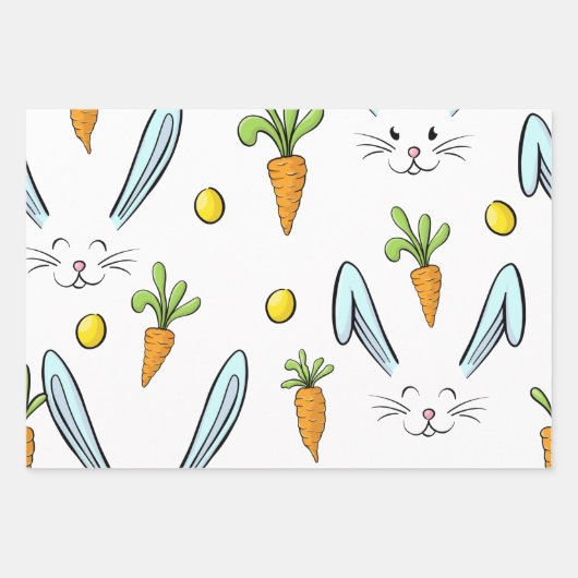 Cute Easter Rabbit Egg Carrot Patroon Gift Inpakpapier Vel (Voorkant)