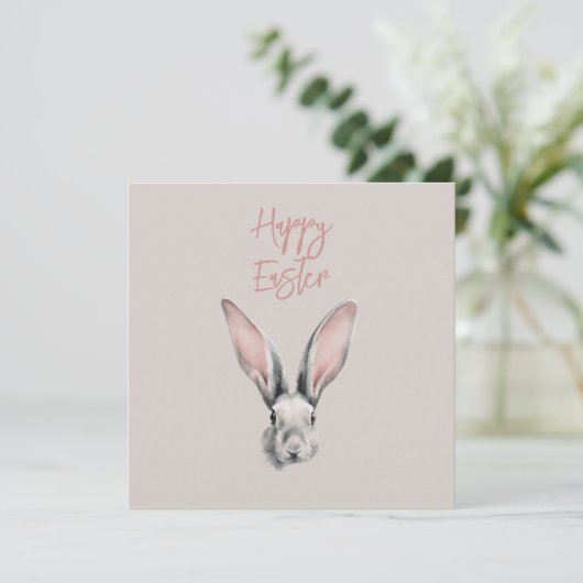 Cute Easter Rabbit in Minimalistic Style Flat Card (Staand voorkant)