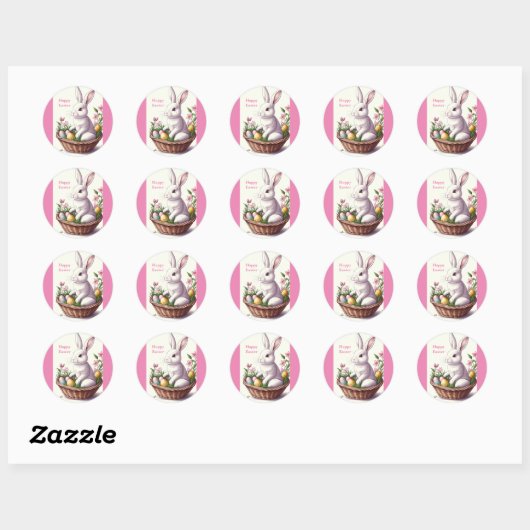 Cute Easter Rabbit Ronde Sticker (Vel)