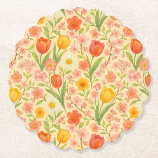 Cute Easter/spring patterned flowers Kartonnen Onderzetters (Voorkant)