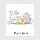 Cute Easter Squad Bunny Chick & Egg Sticker (Vel)