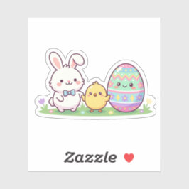 Cute Easter Squad Bunny Chick & Egg Sticker