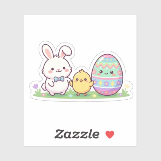 Cute Easter Squad Bunny Chick & Egg Sticker (Vel)