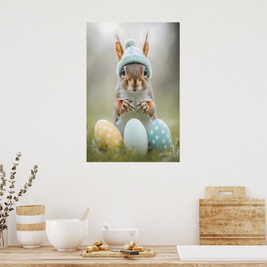 Cute Easter Squirrel Printable Wall Art, Spring Poster (Keuken)