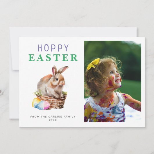 Cute Easter Waterverf Bunny Feestdagenkaart (Voorkant)