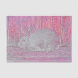 Cute Easter White Pink Bunny Rabbit Wood Art Tissuepapier
