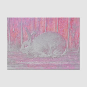 Cute Easter White Pink Bunny Rabbit Wood Art Tissuepapier