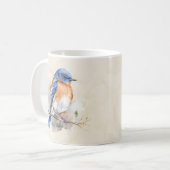 Cute Eastern Bluebird Rustic Waterverf Koffiemok (Voorkant links)