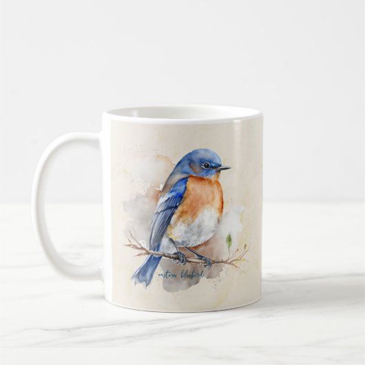 Cute Eastern Bluebird Rustic Waterverf Koffiemok (Links)