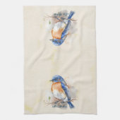 Cute Eastern Bluebird Rustic Waterverf Theedoek (Verticaal)