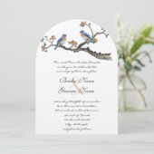 Cute  Eastern Bluebird Wedding Invitations Kaart (Staand voorkant)