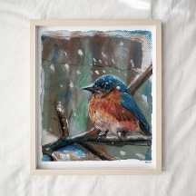 Cute Eastern Bluebird Winter Art Print