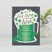 Cute Eat Drink are Irish St Patrick's Day Party Kaart (Staand voorkant)