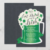 Cute Eat Drink are Irish St Patrick's Day Party Kaart (Voorkant / Achterkant)