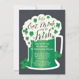 Cute Eat Drink are Irish St Patrick's Day Party Kaart