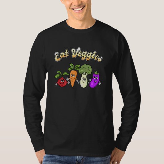 Cute Eat Veggies for Men Healish Vegetarian T-shirt (Voorkant)