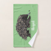 Cute echidna met bijen cartoon illustratie bad handdoek (Handdoek)