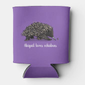 Cute echidna met bijen cartoon illustratie blikjeskoeler (Voorkant)