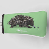 Cute echidna met bijen cartoon illustratie golfheadcover (Voorkant)