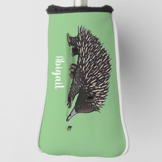 Cute echidna met bijen cartoon illustratie golfheadcover (Draai 90)