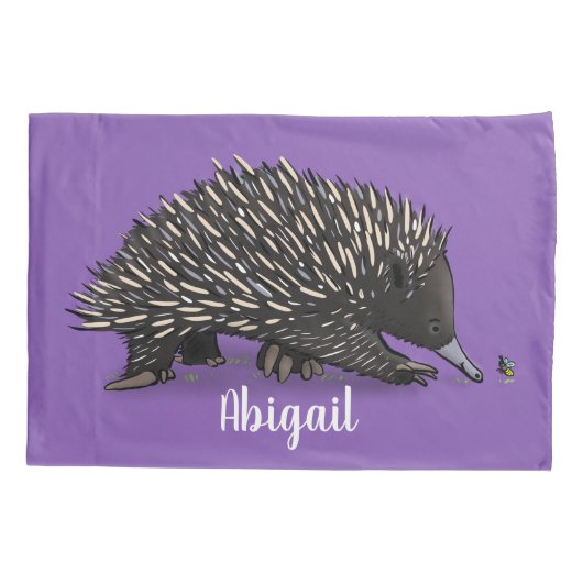 Cute echidna met bijen cartoon illustratie kussensloop (Achterkant)
