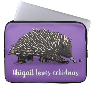 Cute echidna met bijen cartoon illustratie laptop sleeve