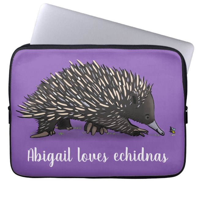 Cute echidna met bijen cartoon illustratie laptop sleeve (Voorkant)