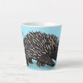 Cute echidna met bijen cartoon illustratie latte mok (Voorkant)