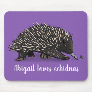 Cute echidna met bijen cartoon illustratie muismat